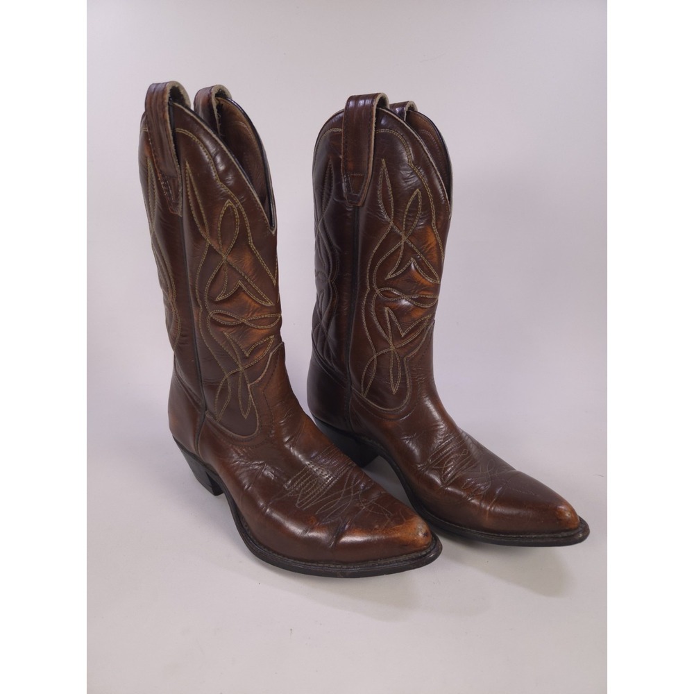 Boulet Western Boots Womens Sz 6.5 Brown Leather Cowboy Tall Made In Canada